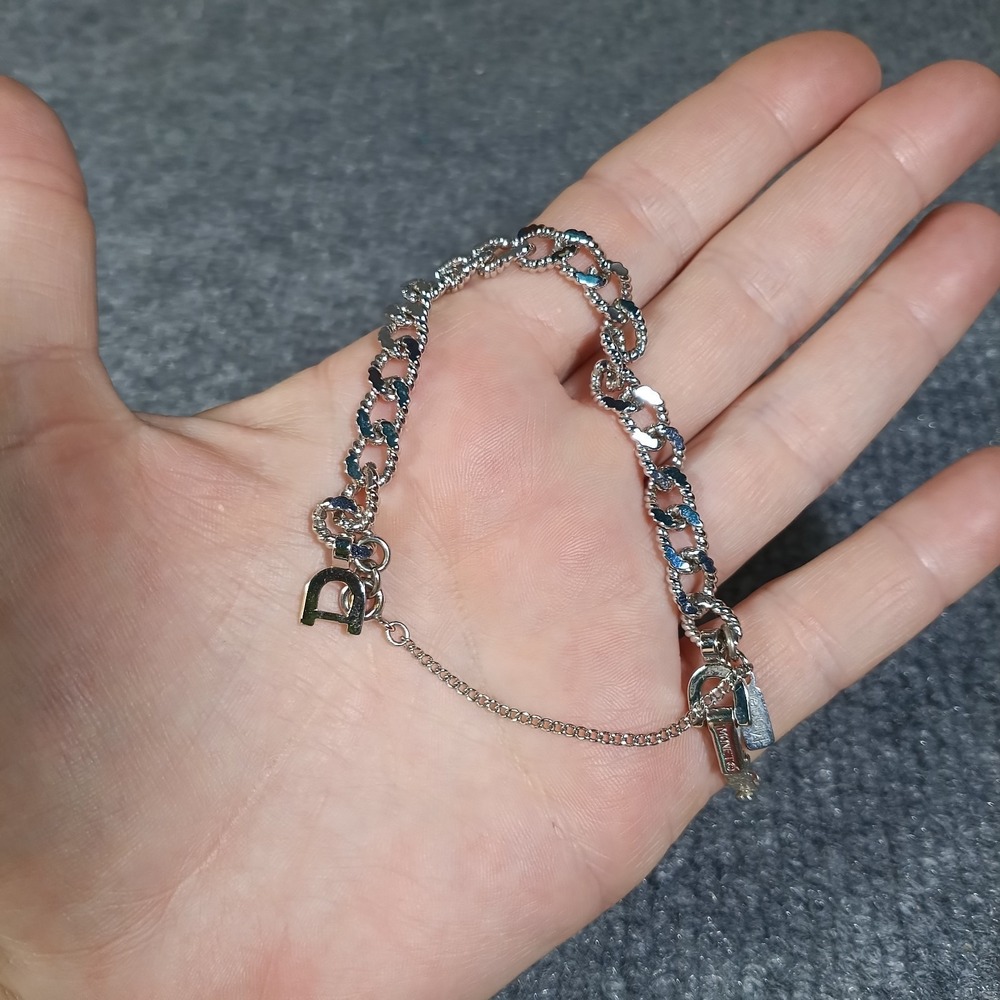 Monet Bracelet Girls Silver Tone Textured Link Girls 6 Inch Safety Chain VTG